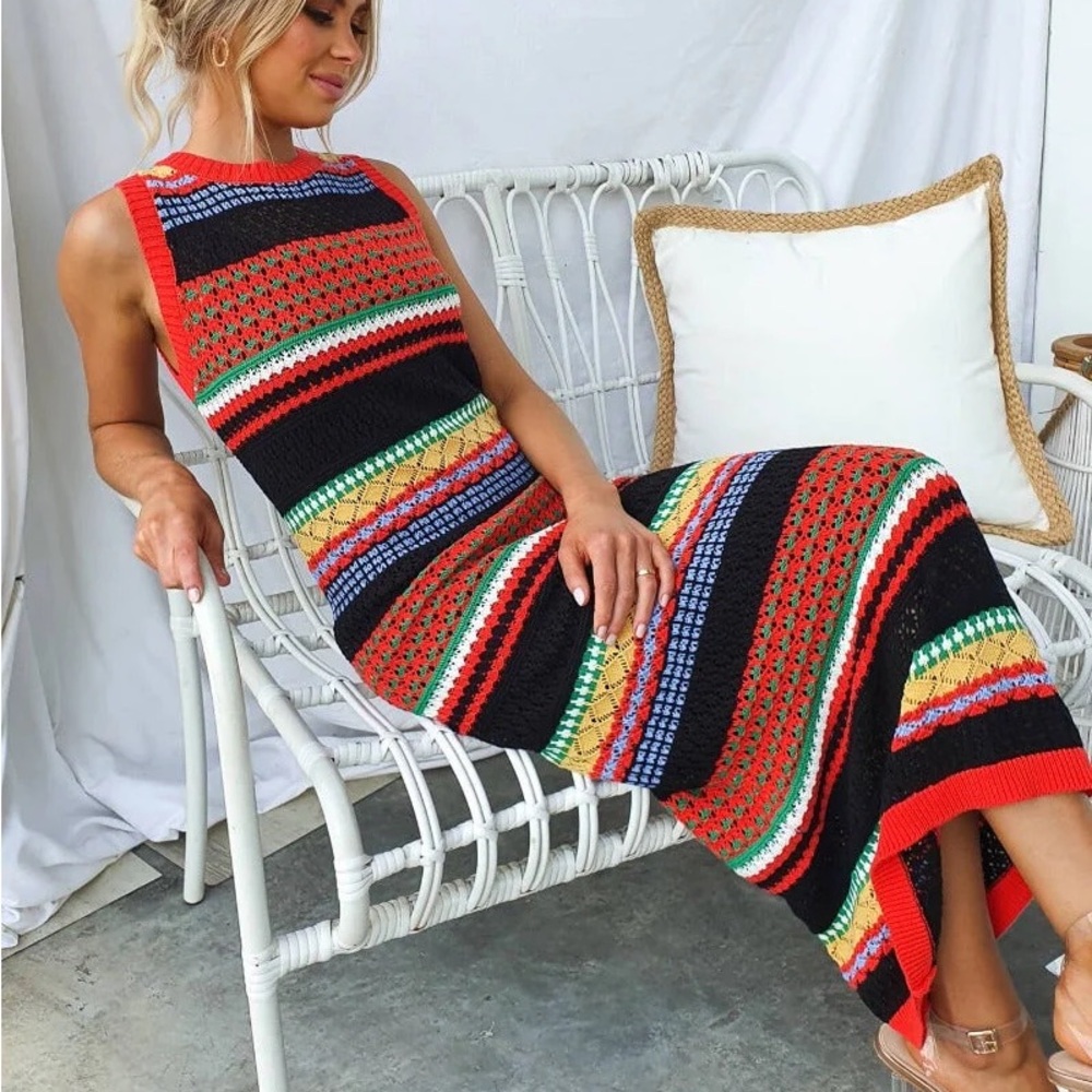 NEW Mango Knit Cotton Long Sleeveless Sweater Dress